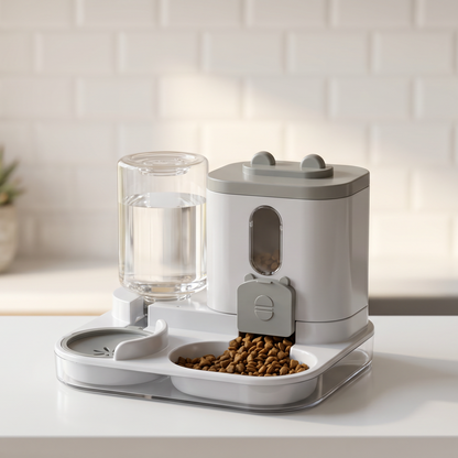PawPace feeder and water on countertop